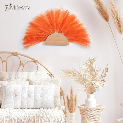 50PCS Brown&White Pampas Grass, 17in Fluffy Boho Feathers Decor | Ideal Artificial Flowers for Vase Filler,Birthday,Wedding,Baby Shower,Bathroom,Home,Table,Wall,Bow Decor