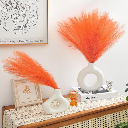50PCS Brown&White Pampas Grass, 17in Fluffy Boho Feathers Decor | Ideal Artificial Flowers for Vase Filler,Birthday,Wedding,Baby Shower,Bathroom,Home,Table,Wall,Bow Decor