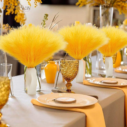 50PCS Brown&White Pampas Grass, 17in Fluffy Boho Feathers Decor | Ideal Artificial Flowers for Vase Filler,Birthday,Wedding,Baby Shower,Bathroom,Home,Table,Wall,Bow Decor