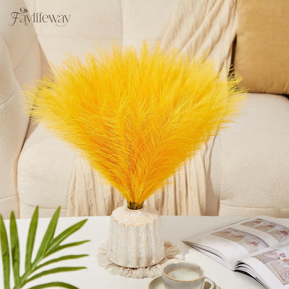 50PCS Brown&White Pampas Grass, 17in Fluffy Boho Feathers Decor | Ideal Artificial Flowers for Vase Filler,Birthday,Wedding,Baby Shower,Bathroom,Home,Table,Wall,Bow Decor