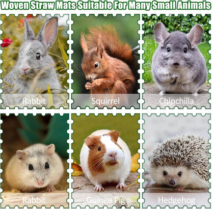 2 PCS Rabbit Grass Mats, Natural Straw Hay Woven Rabbit Bed Cage Mats Pet Handmade Bedding, Sleeping Chewing Nesting and Toys for Hamster Bunny Chinchilla Bird and Other Small Animal (2Pcs)