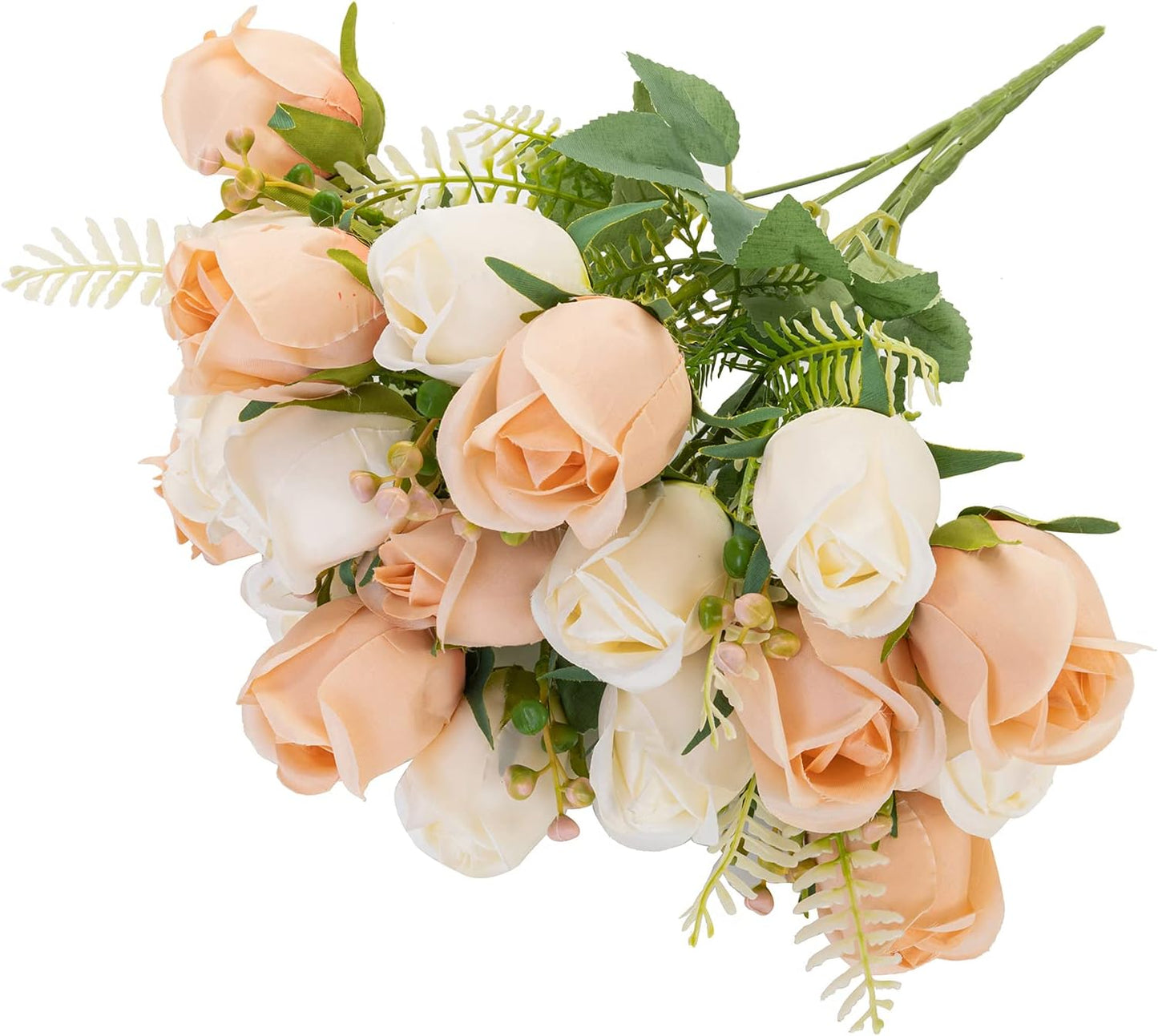 Artificial Rose Flower 20 Heads 2 Bundles Bridal Bouquet Silk Rose Bulk for Wedding Home Valentine's Day Party Decor, Mixed Living Coral