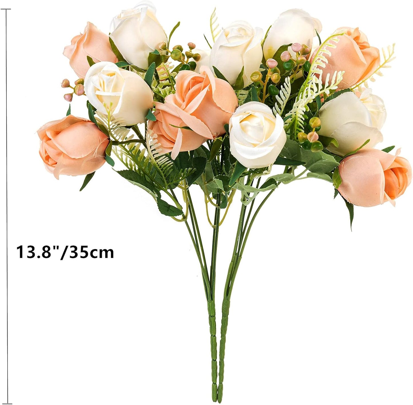 Artificial Rose Flower 20 Heads 2 Bundles Bridal Bouquet Silk Rose Bulk for Wedding Home Valentine's Day Party Decor, Mixed Living Coral