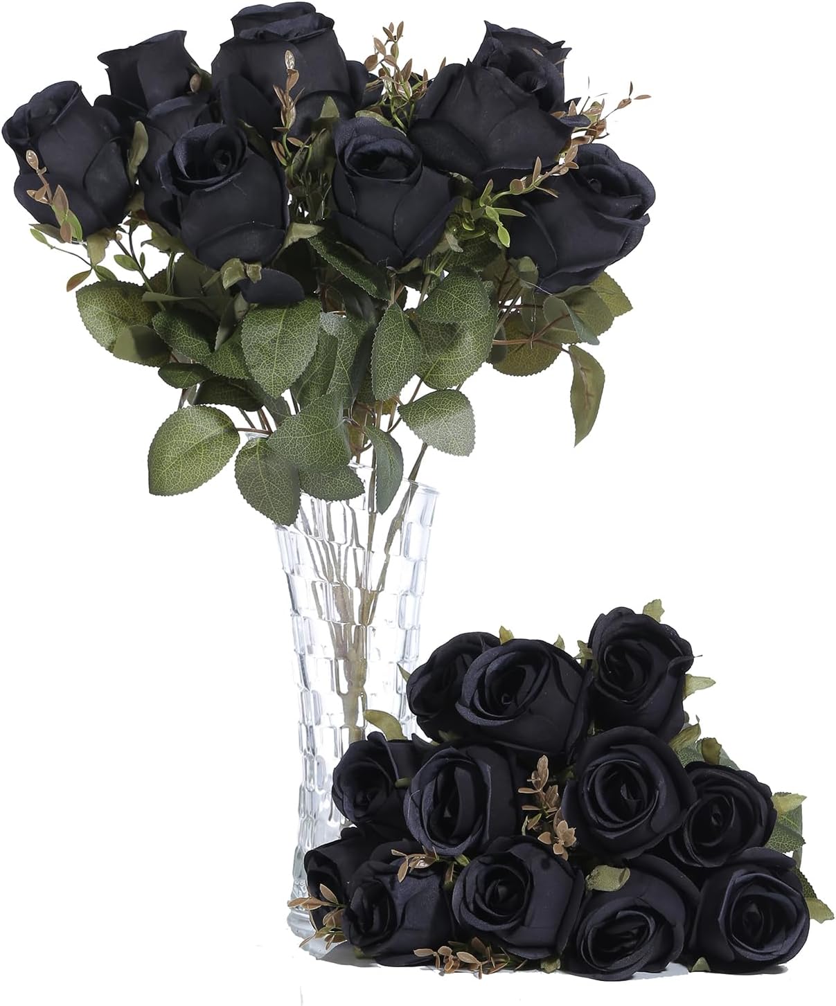 Artificial Rose Flower 20 Heads 2 Bundles Bridal Bouquet Silk Rose Bulk for Wedding Home Valentine's Day Party Decor, Mixed Living Coral