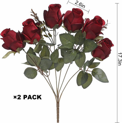 Artificial Rose Flower 20 Heads 2 Bundles Bridal Bouquet Silk Rose Bulk for Wedding Home Valentine's Day Party Decor, Mixed Living Coral