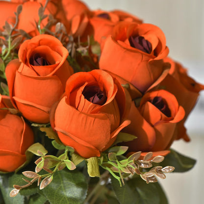 Artificial Rose Flower 20 Heads 2 Bundles Bridal Bouquet Silk Rose Bulk for Wedding Home Valentine's Day Party Decor, Mixed Living Coral