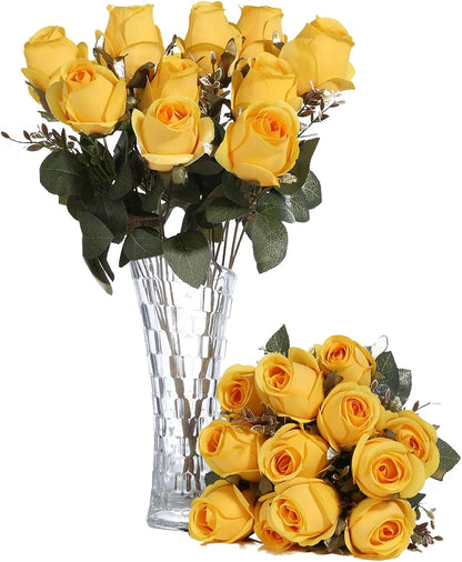 Artificial Rose Flower 20 Heads 2 Bundles Bridal Bouquet Silk Rose Bulk for Wedding Home Valentine's Day Party Decor, Mixed Living Coral
