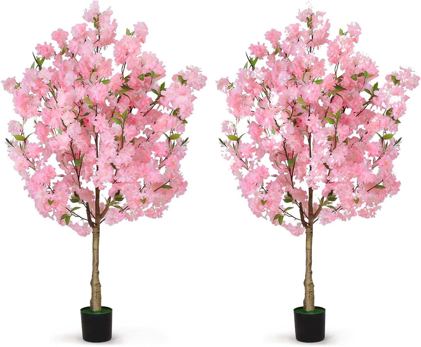 2 Pack Artificial Cherry Blossom Tree Fake Plants Faux Sakura Flowers, 4FT | for Indoor Living Room Home House Entryway Bedroom Office Inside Decor Decorations