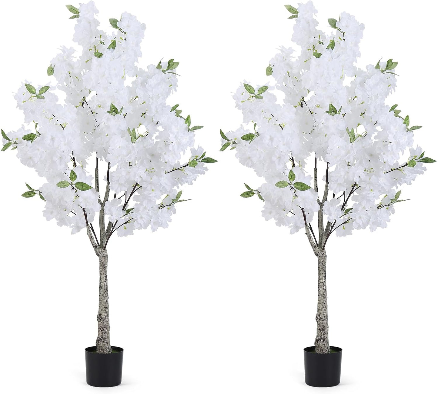 2 Pack Artificial Cherry Blossom Tree Fake Plants Faux Sakura Flowers, 4FT | for Indoor Living Room Home House Entryway Bedroom Office Inside Decor Decorations