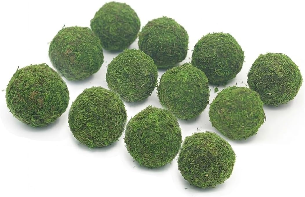 Handmade Natural Green Plant Moss Balls Decorative for Home Party Display Decor Props (2 in)
