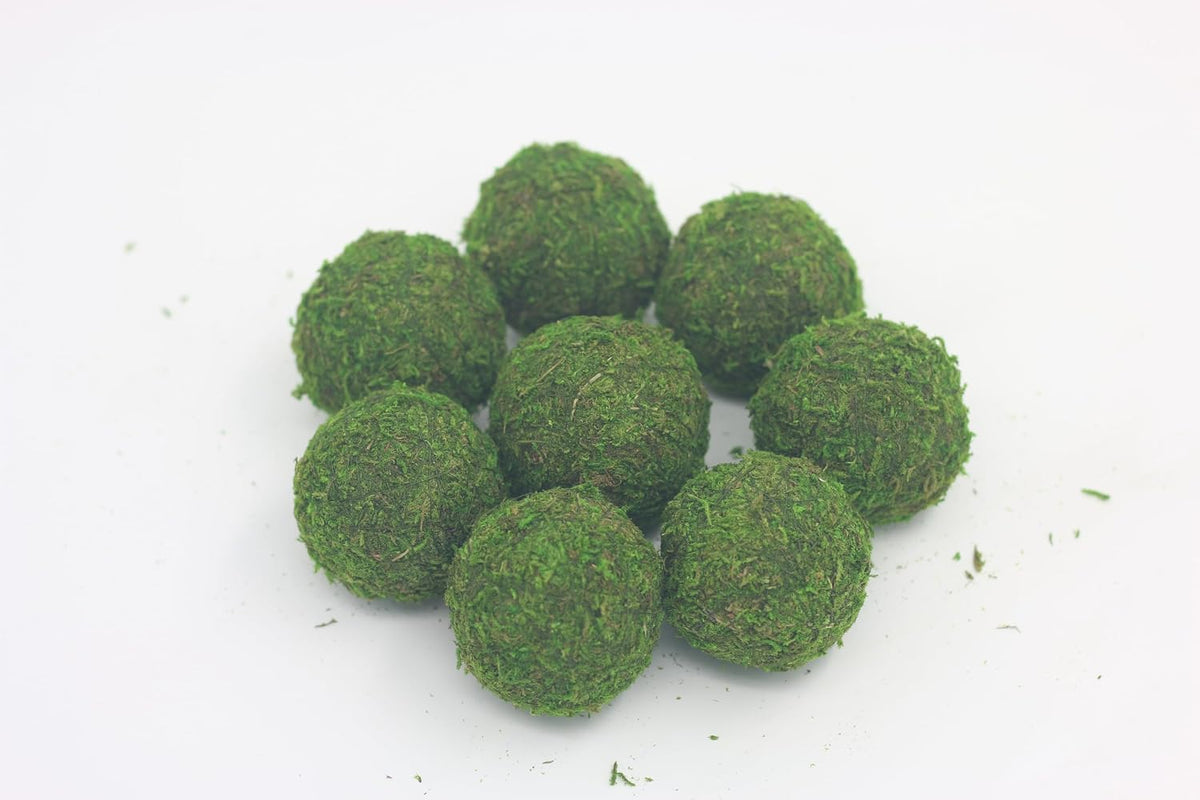 Handmade Natural Green Plant Moss Balls Decorative for Home Party Display Decor Props (2 in)