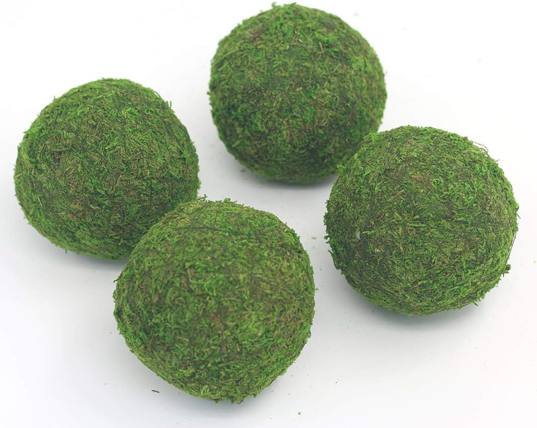 Handmade Natural Green Plant Moss Balls Decorative for Home Party Display Decor Props (2 in)