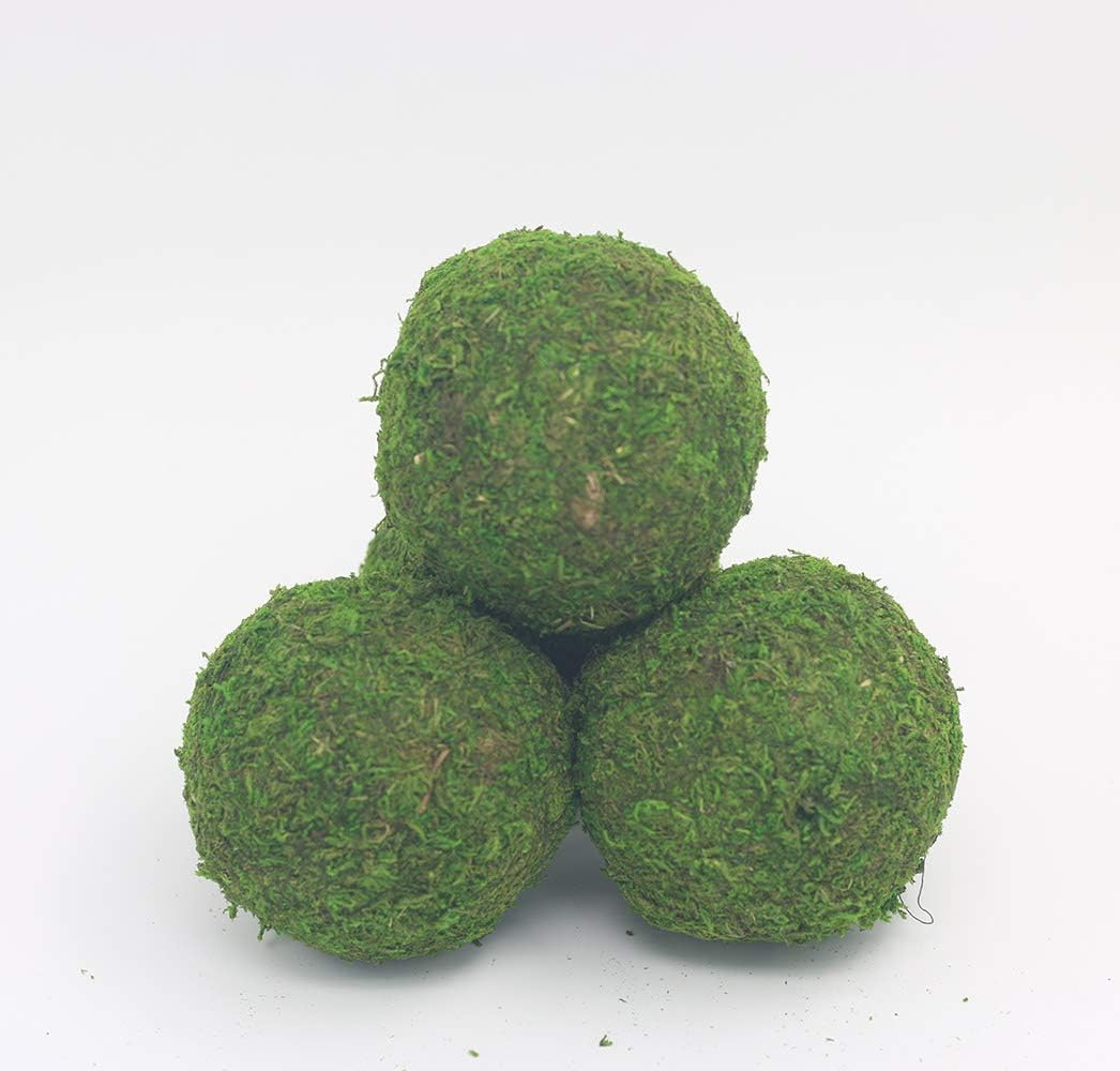 Handmade Natural Green Plant Moss Balls Decorative for Home Party Display Decor Props (2 in)