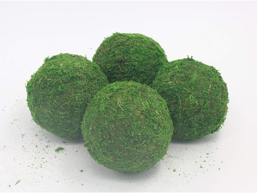 Handmade Natural Green Plant Moss Balls Decorative for Home Party Display Decor Props (2 in)