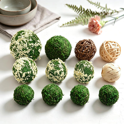Handmade Natural Green Plant Moss Balls Decorative for Home Party Display Decor Props (2 in)