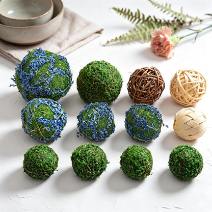 Handmade Natural Green Plant Moss Balls Decorative for Home Party Display Decor Props (2 in)
