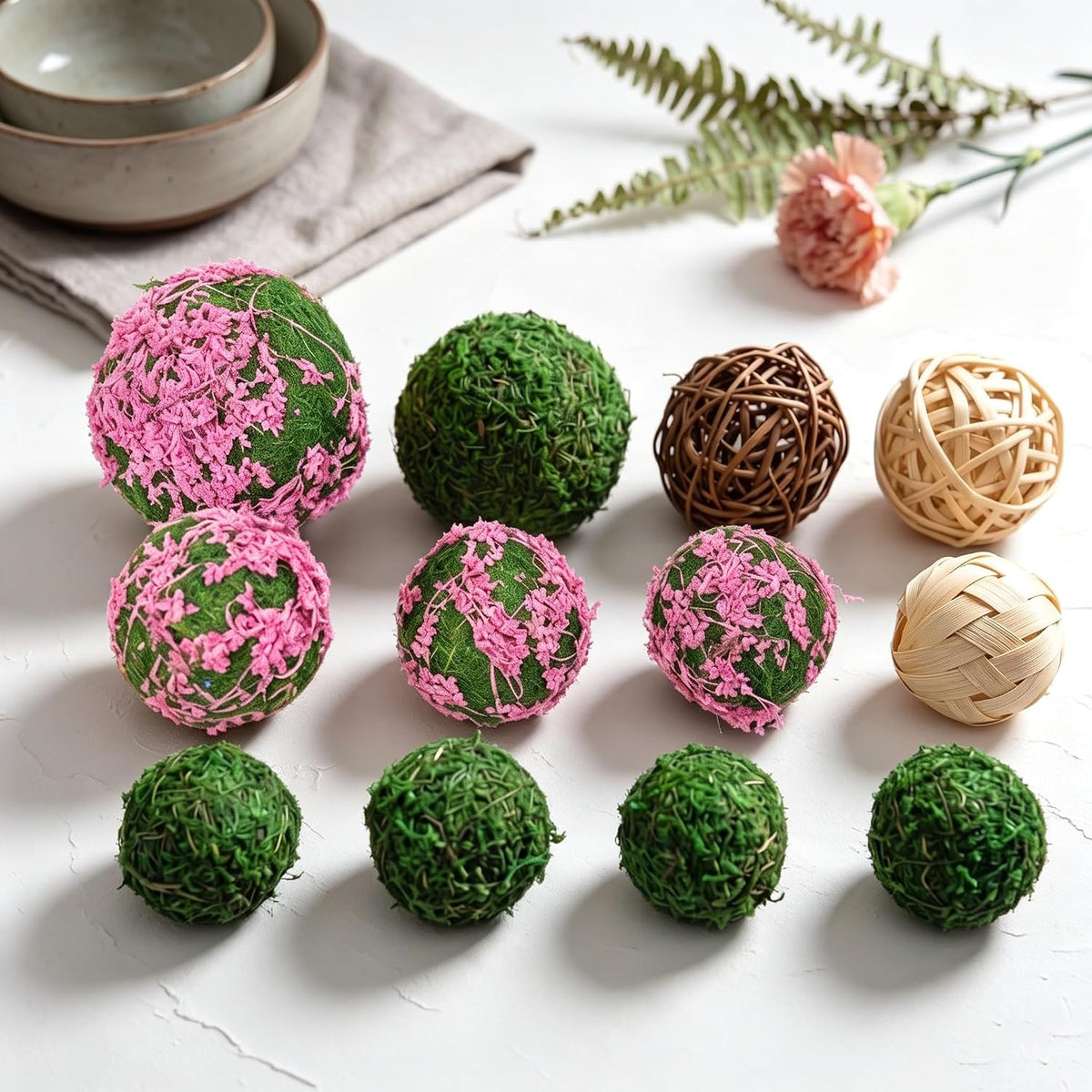 Handmade Natural Green Plant Moss Balls Decorative for Home Party Display Decor Props (2 in)
