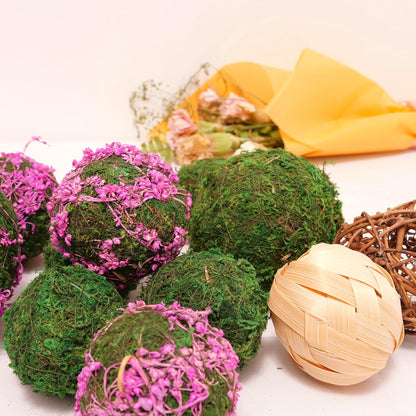 Handmade Natural Green Plant Moss Balls Decorative for Home Party Display Decor Props (2 in)
