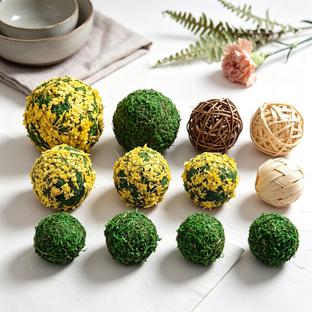 Handmade Natural Green Plant Moss Balls Decorative for Home Party Display Decor Props (2 in)