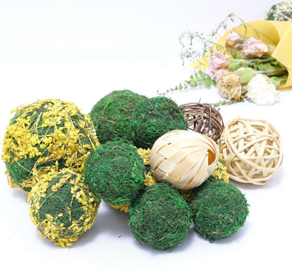 Handmade Natural Green Plant Moss Balls Decorative for Home Party Display Decor Props (2 in)