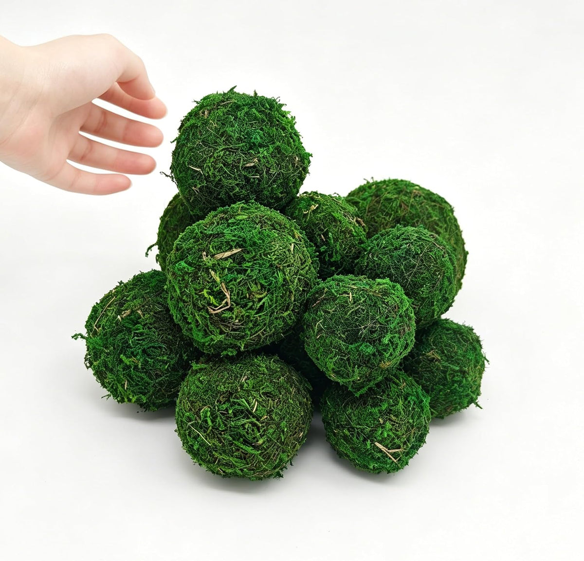 Handmade Natural Green Plant Moss Balls Decorative for Home Party Display Decor Props (2 in)