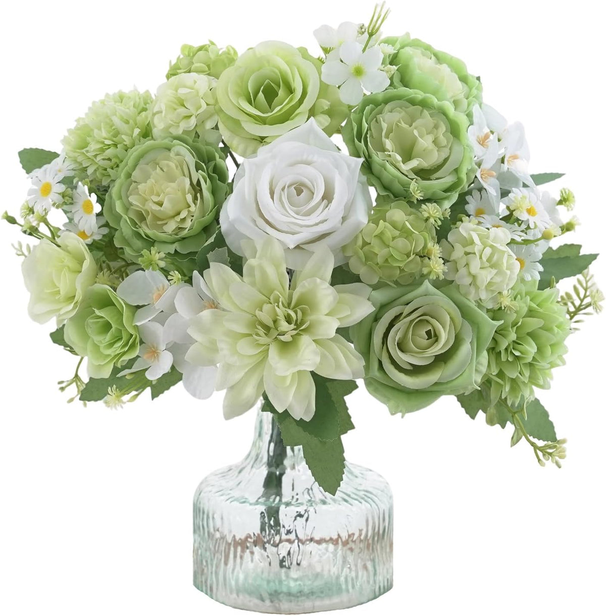 Mixed Artificial Flowers Set, Small Artificial Peony Bouquet Fake Rose Flower Silk Floral Arrangements for Table Centerpiece Home Wedding Party Bridal Decoration(Blue, 2 Bouquets & 2 Stems)