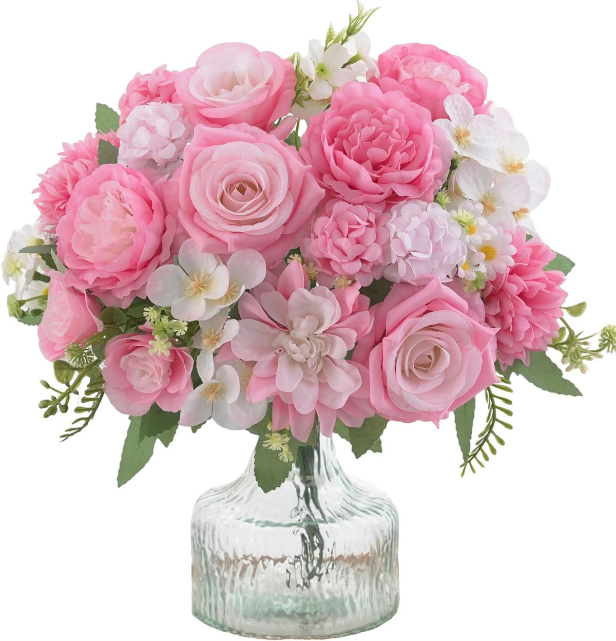 Mixed Artificial Flowers Set, Small Artificial Peony Bouquet Fake Rose Flower Silk Floral Arrangements for Table Centerpiece Home Wedding Party Bridal Decoration(Blue, 2 Bouquets & 2 Stems)