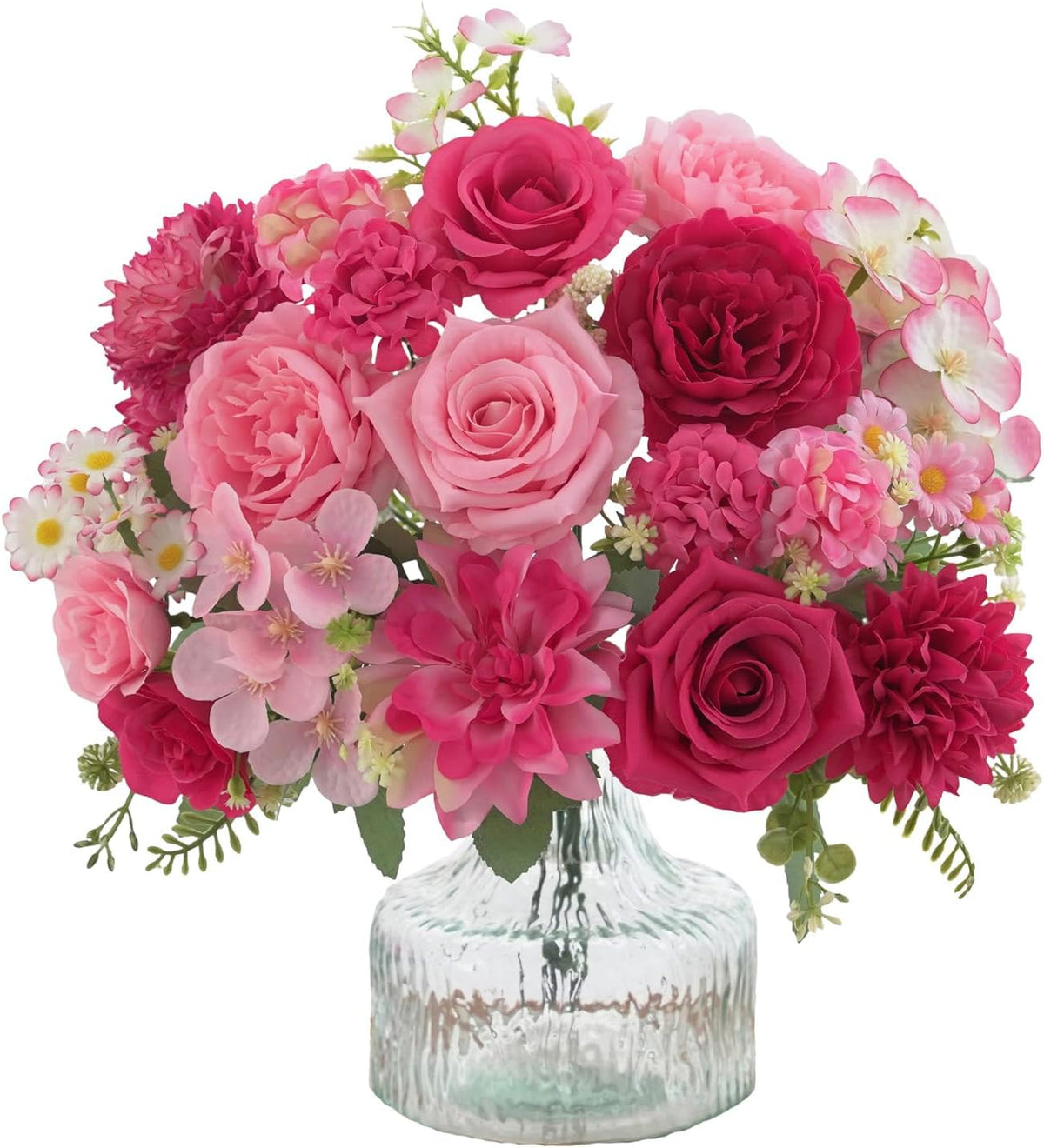 Mixed Artificial Flowers Set, Small Artificial Peony Bouquet Fake Rose Flower Silk Floral Arrangements for Table Centerpiece Home Wedding Party Bridal Decoration(Blue, 2 Bouquets & 2 Stems)