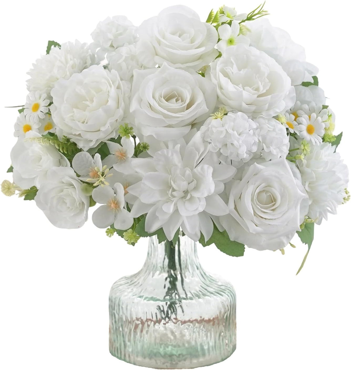 Mixed Artificial Flowers Set, Small Artificial Peony Bouquet Fake Rose Flower Silk Floral Arrangements for Table Centerpiece Home Wedding Party Bridal Decoration(Blue, 2 Bouquets & 2 Stems)