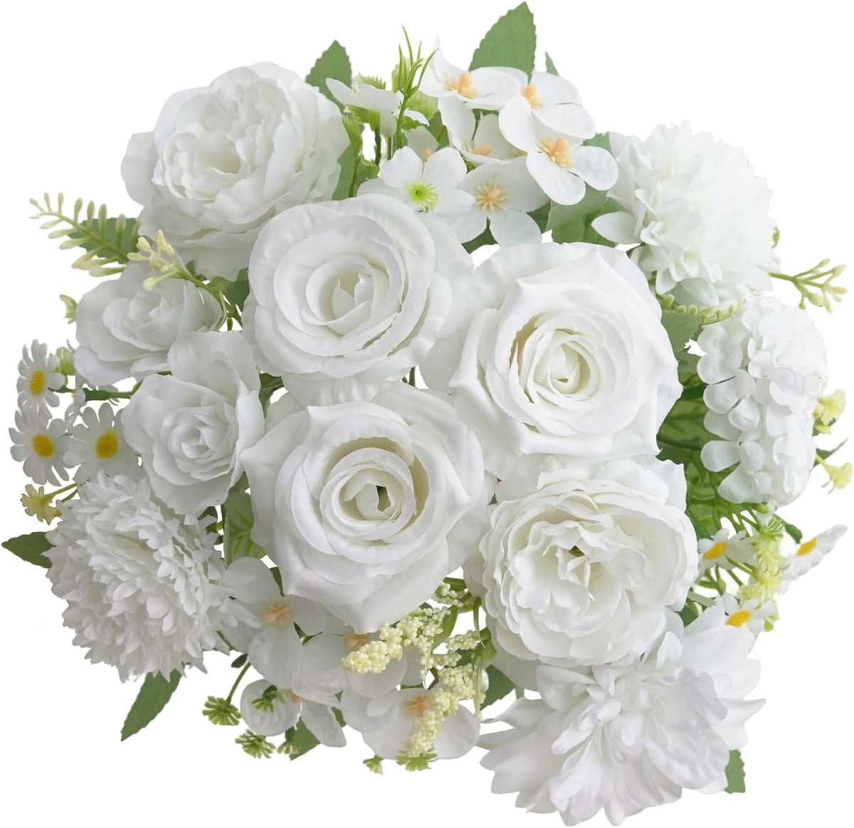 Mixed Artificial Flowers Set, Small Artificial Peony Bouquet Fake Rose Flower Silk Floral Arrangements for Table Centerpiece Home Wedding Party Bridal Decoration(Blue, 2 Bouquets & 2 Stems)