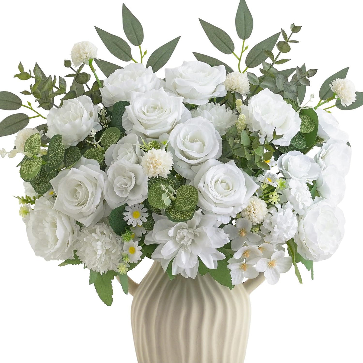 Mixed Artificial Flowers Set, Small Artificial Peony Bouquet Fake Rose Flower Silk Floral Arrangements for Table Centerpiece Home Wedding Party Bridal Decoration(Blue, 2 Bouquets & 2 Stems)