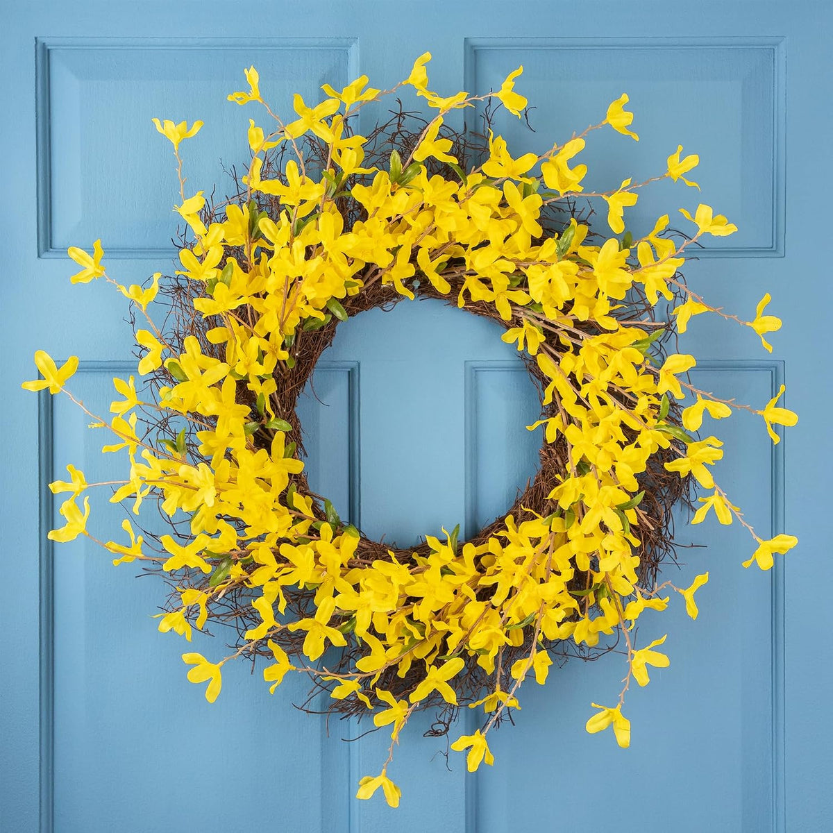 Forsythia and Grapevine Artificial Floral Wreath - Yellow - 24"