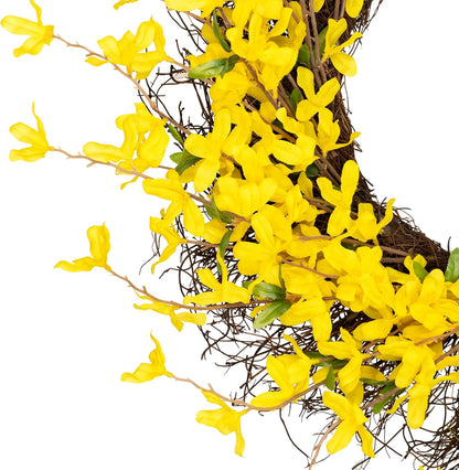 Forsythia and Grapevine Artificial Floral Wreath - Yellow - 24"