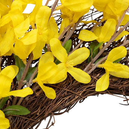 Forsythia and Grapevine Artificial Floral Wreath - Yellow - 24"