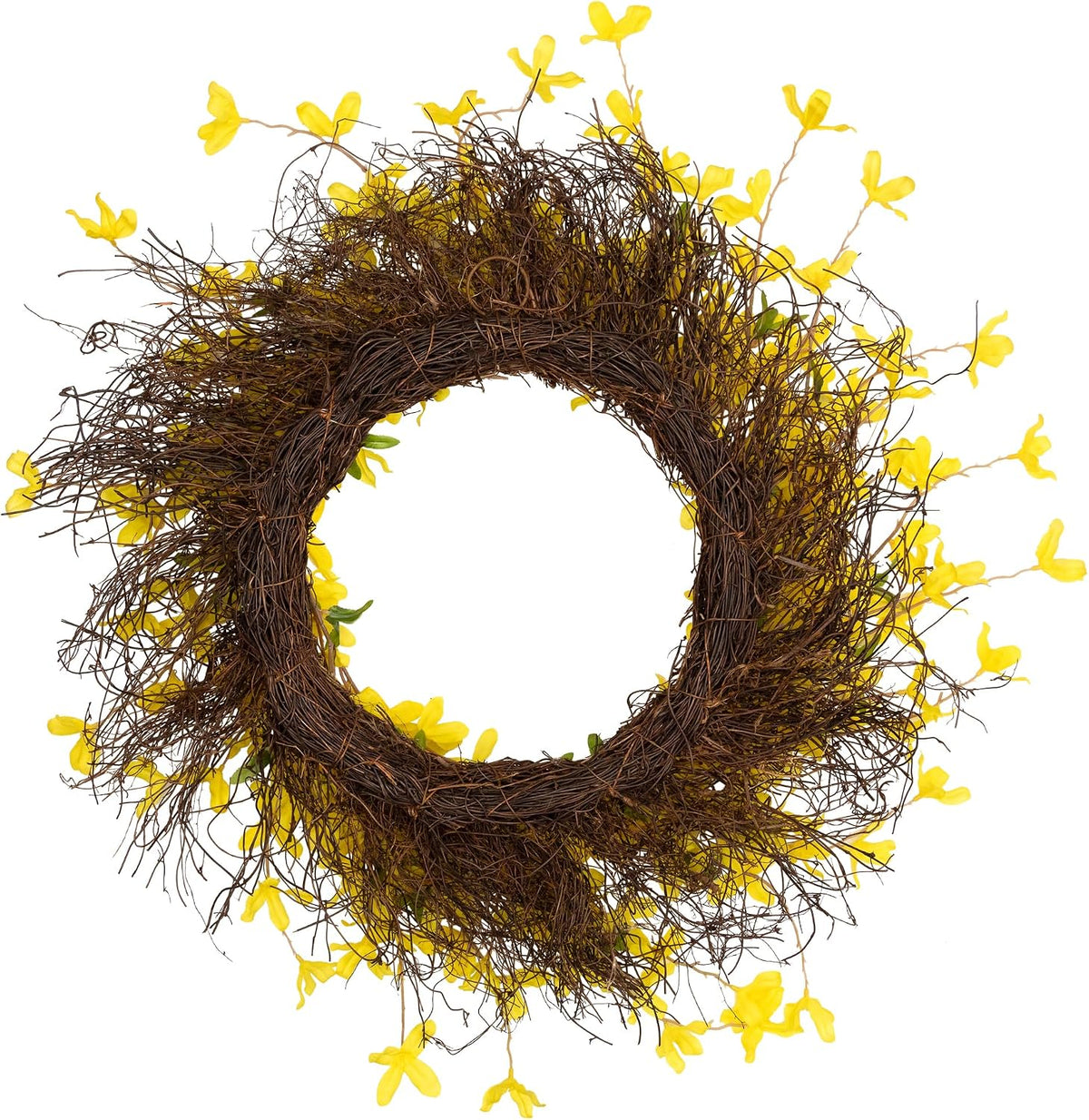 Forsythia and Grapevine Artificial Floral Wreath - Yellow - 24"
