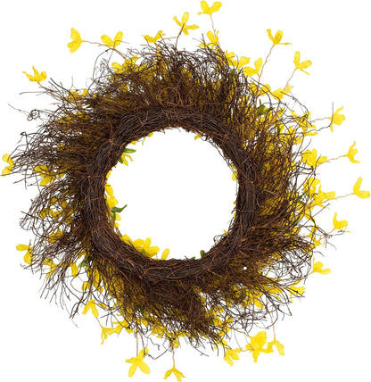 Forsythia and Grapevine Artificial Floral Wreath - Yellow - 24"