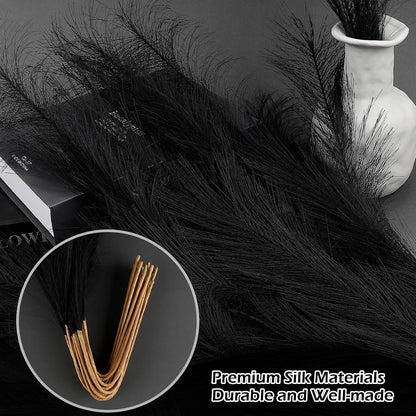 Pampas Grass Decor 21.7" Fluffy Faux Short Brown Pampas Grass Artificial Small Pompas Grass Flower Vase Filler for Home Wedding Living Room Wall Party Decoration
