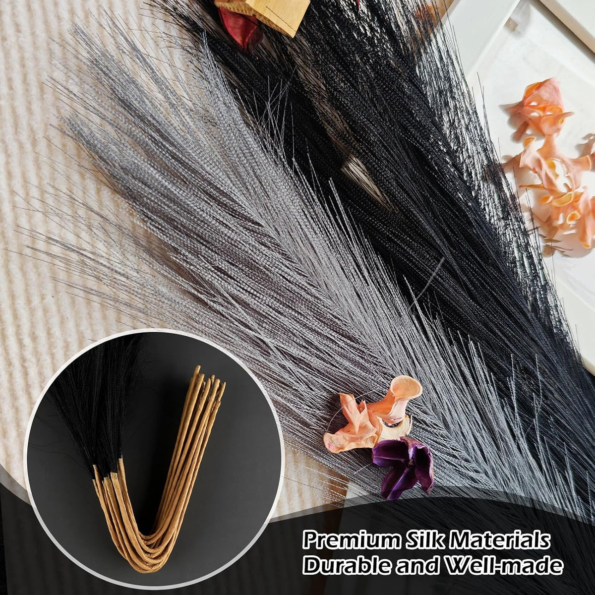 Pampas Grass Decor 21.7" Fluffy Faux Short Brown Pampas Grass Artificial Small Pompas Grass Flower Vase Filler for Home Wedding Living Room Wall Party Decoration