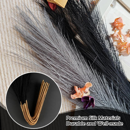 Pampas Grass Decor 21.7" Fluffy Faux Short Brown Pampas Grass Artificial Small Pompas Grass Flower Vase Filler for Home Wedding Living Room Wall Party Decoration