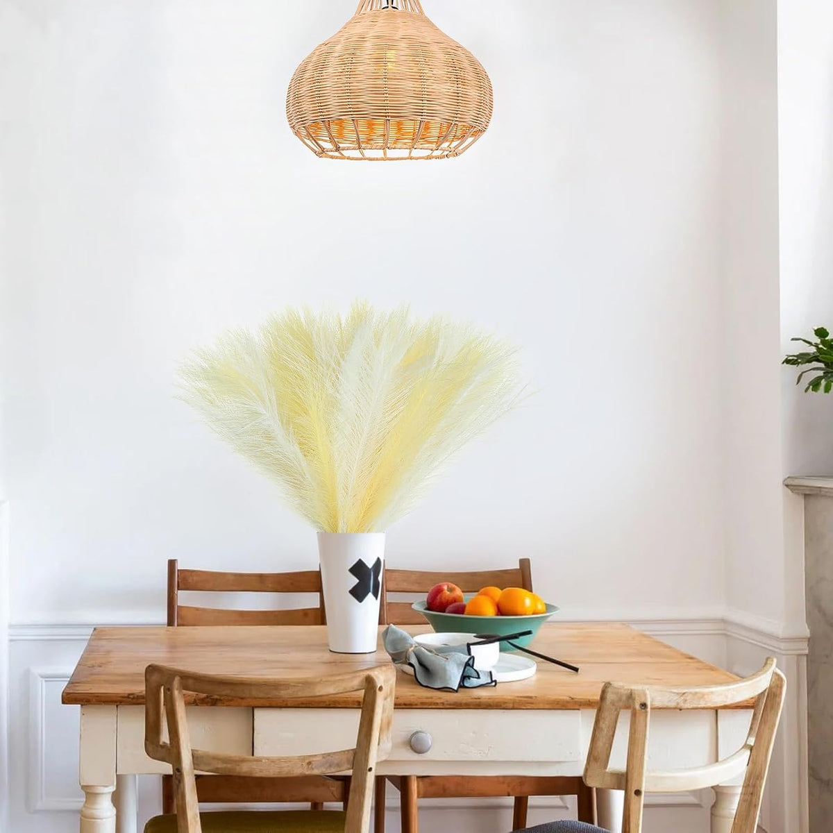 Pampas Grass Decor 21.7" Fluffy Faux Short Brown Pampas Grass Artificial Small Pompas Grass Flower Vase Filler for Home Wedding Living Room Wall Party Decoration