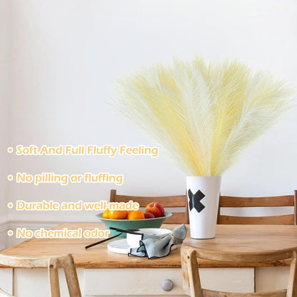Pampas Grass Decor 21.7" Fluffy Faux Short Brown Pampas Grass Artificial Small Pompas Grass Flower Vase Filler for Home Wedding Living Room Wall Party Decoration