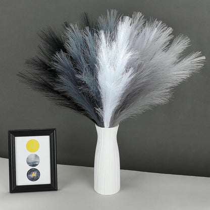 Pampas Grass Decor 21.7" Fluffy Faux Short Brown Pampas Grass Artificial Small Pompas Grass Flower Vase Filler for Home Wedding Living Room Wall Party Decoration