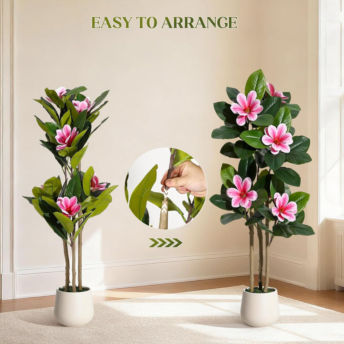 Faux Rubber Tree, 72 Inch Artificial Plants Indoor with Pot