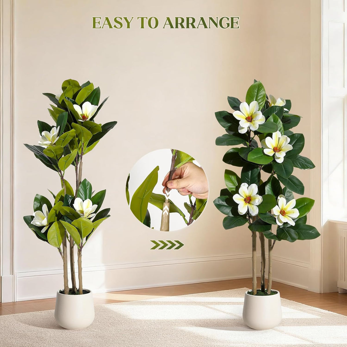 Faux Rubber Tree, 72 Inch Artificial Plants Indoor with Pot