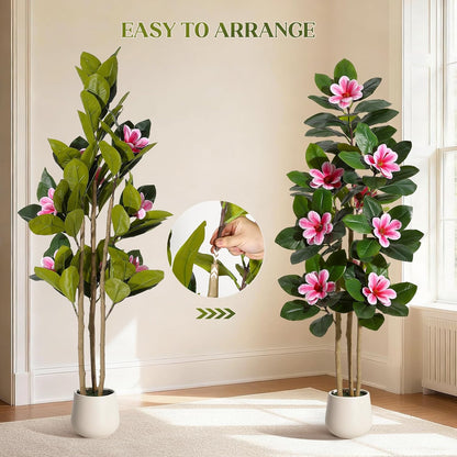 Faux Rubber Tree, 72 Inch Artificial Plants Indoor with Pot