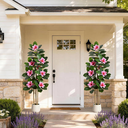 Faux Rubber Tree, 72 Inch Artificial Plants Indoor with Pot