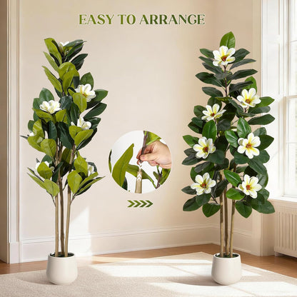 Faux Rubber Tree, 72 Inch Artificial Plants Indoor with Pot