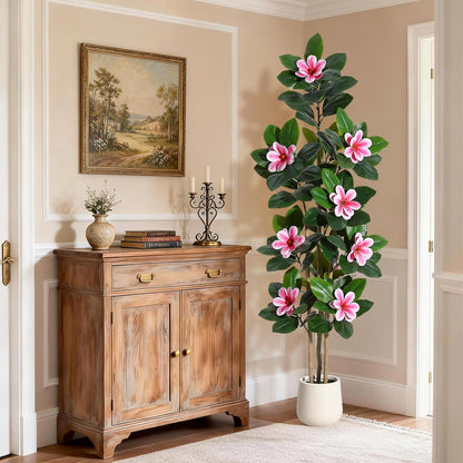 Faux Rubber Tree, 72 Inch Artificial Plants Indoor with Pot