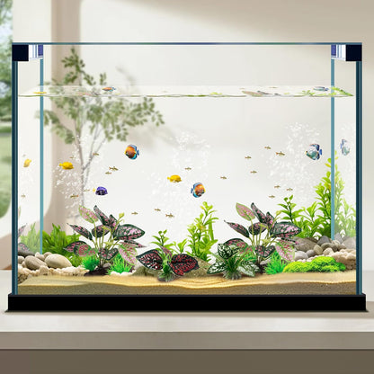 Reptile Artificial Plants, Terrarium Plants Decorations Supplies, Aquarium Fish Tank Plant, Amphibian Habitat Hideout Tank Accessories (M Set-2pcs/D)