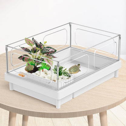 Reptile Artificial Plants, Terrarium Plants Decorations Supplies, Aquarium Fish Tank Plant, Amphibian Habitat Hideout Tank Accessories (M Set-2pcs/D)